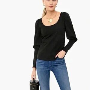 Pomander Place Tuckernuck Black Riley Scoop Neck T-Shirt Bishop Top Size Medium